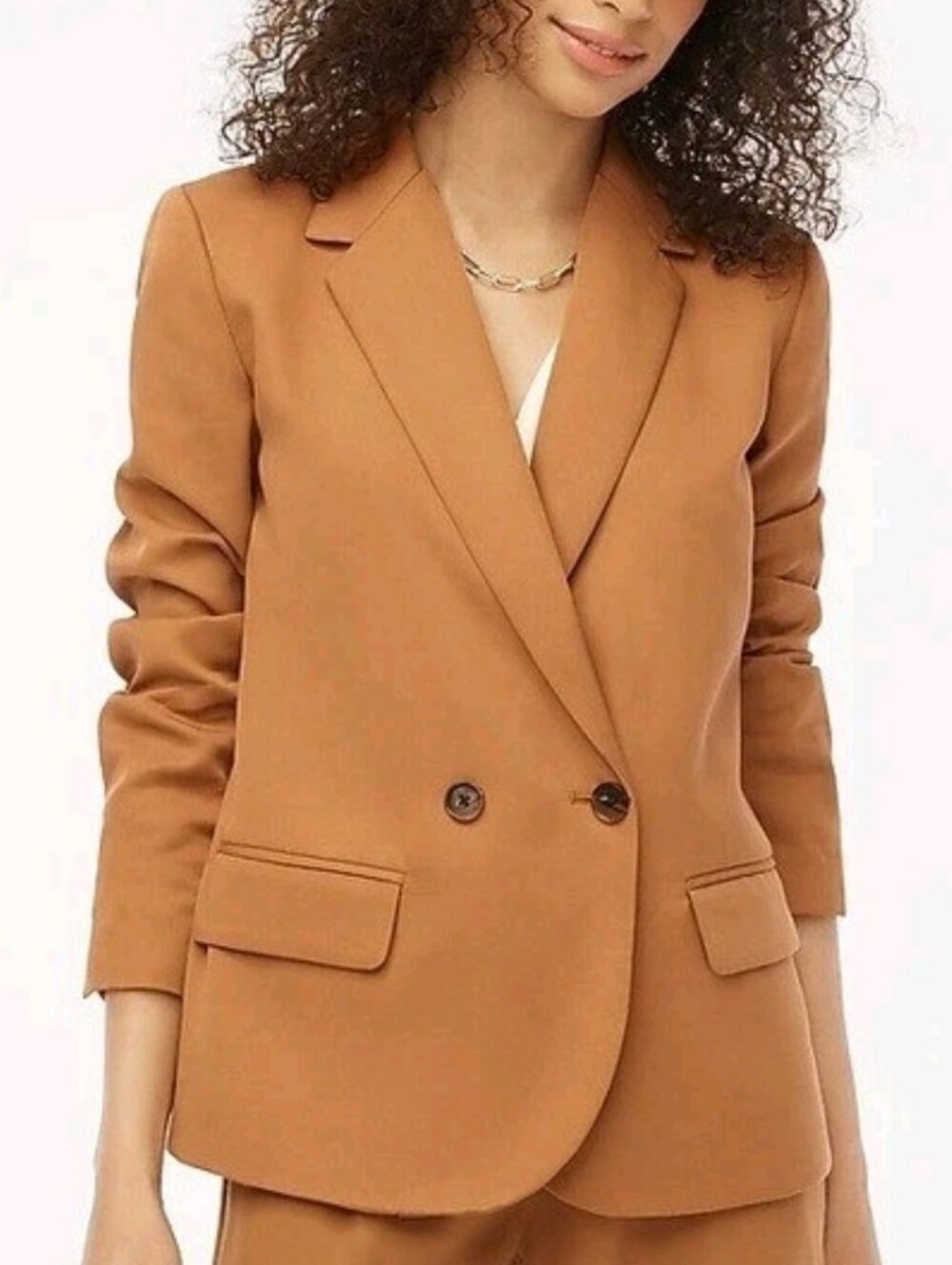 J Crew Factory Double-Breasted Camel Blazer Jacket